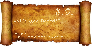 Wolfinger Dezső névjegykártya